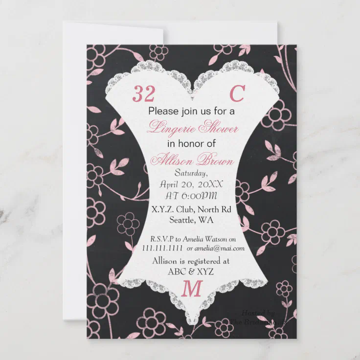 Chalkboard Lingerie Shower Bachelorette Invitation Zazzle