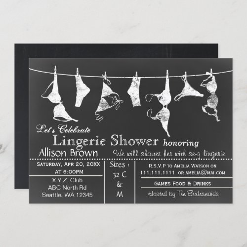 Chalkboard Lingerie Shower Invitatio Invitation