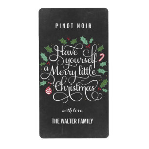 Chalkboard Little Christmas Wine Bottle Labels
