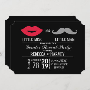 chalkboard little man or little miss gender reveal invitation