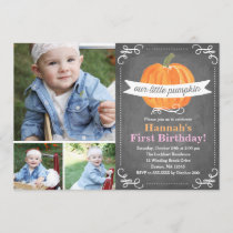 Chalkboard Little Pumpkin Birthday Invitation