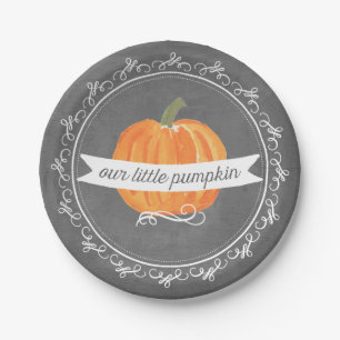 Chalkboard Little Pumpkin Birthday Paper Plate