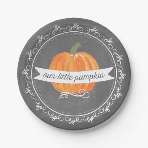Chalkboard Little Pumpkin Birthday Paper Plate