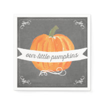 Chalkboard Little Pumpkins Twins Birthday Napkin