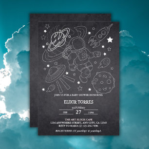 Chalkboard Little Space Explorer Baby Shower Invitation