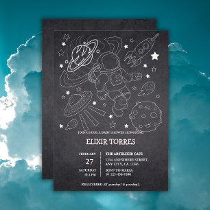 Chalkboard Little Space Explorer Baby Shower Invitation