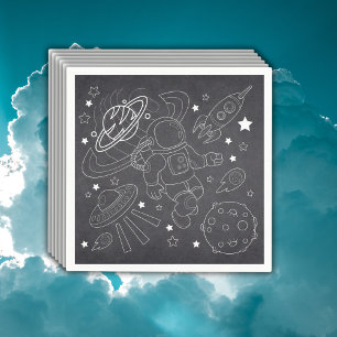 Chalkboard Little Space Explorer Baby Shower Napkins