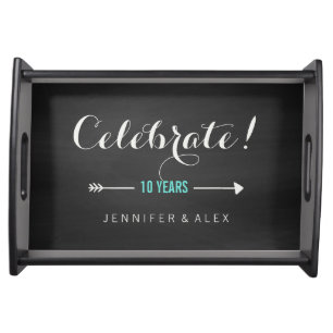 Chalkboard Look Anniversary Celebrate with Arrows Serving Tray