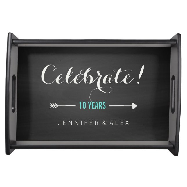 Chalkboard Look Anniversary Celebrate with Arrows Serving Tray (Front)