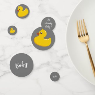 Chalkboard  look baby shower - yellow duck confetti