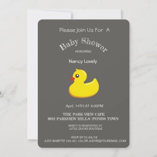 Chalkboard  look baby shower _ yellow duck invitation