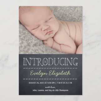 Chalkboard Look Birth Announcement - Green
