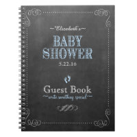 Chalkboard Look Blue Baby Shower Guest Book- Notebook
