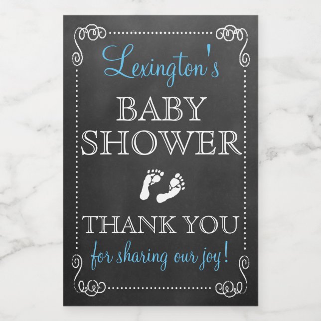 Chalkboard Look Boy Baby Shower Guest Favor Food Label (Single Label)