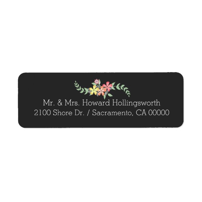 Chalkboard Look Floral Return Address Label (Front)