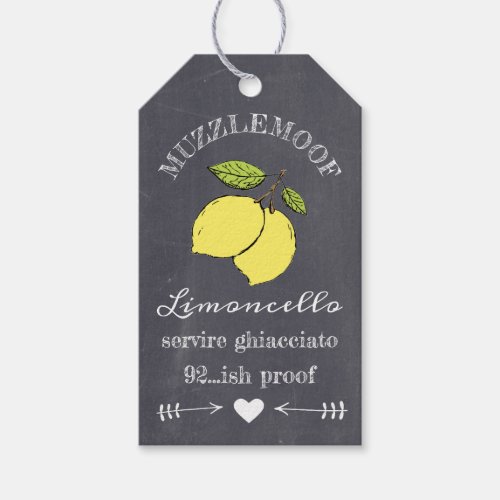 Chalkboard Look Limoncello Bottle Hang Tag  