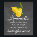 Chalkboard Look Limoncello Liquor Bottle Label |<br><div class="desc">Chalkboard look background image with modern digital drawing of yellow lemons. Limoncello tall bottle label. Personalized in trendy typography. Customize all fonts and text. Homemade handcrafted by you. Order extra for last minute gifts. To see the complete line of Limoncello liqueur products, please visit "The Hungarican Princess - A Boutique™"...</div>