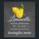 Chalkboard Look Limoncello Liquor Bottle Label |<br><div class="desc">Chalkboard look background image with modern digital drawing of yellow lemons. Limoncello tall bottle label. Personalized in trendy typography. Customize all fonts and text. Homemade handcrafted by you. Order extra for last minute gifts. To see the complete line of Limoncello liqueur products, please visit "The Hungarican Princess - A Boutique™"...</div>