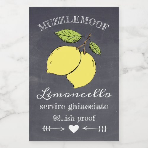 Chalkboard Look Limoncello Small Bottle Label 