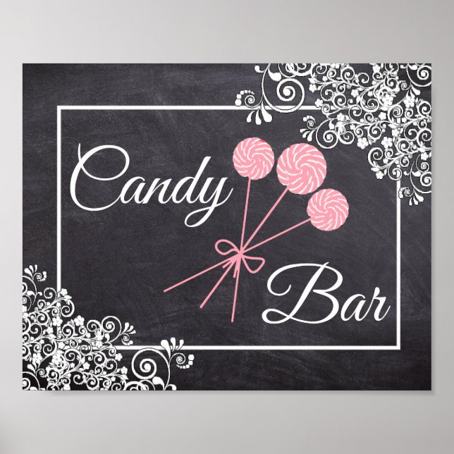 Chalkboard Look  Wedding Candy Bar Poster (Front)