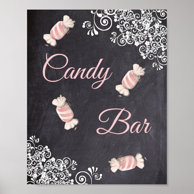 Chalkboard Look  Wedding Candy Bar Poster (Front)