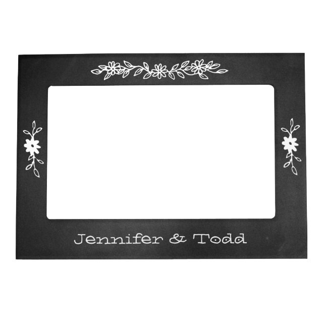 Chalkboard Look Wedding Magnetic Photo Frame (Front)