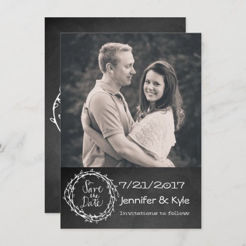 Chalkboard Look Wedding Save the Date Announcement