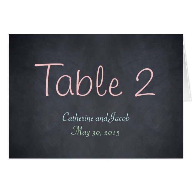 Chalkboard Look Wedding Table Number Card (Front Horizontal)