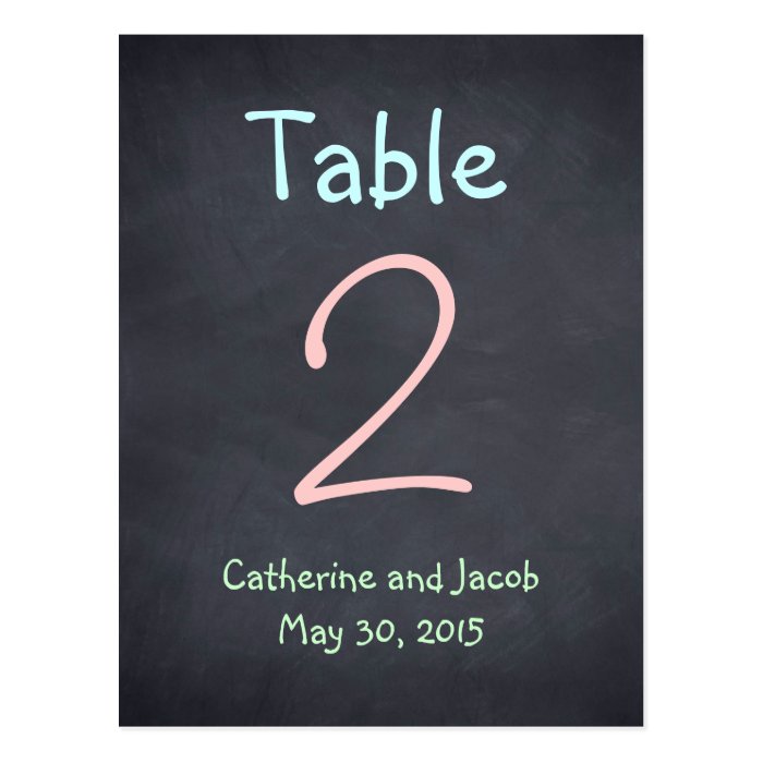 Chalkboard Look Wedding Table Number Card Postcard