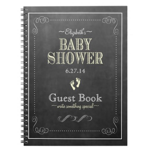 Chalkboard Look Yellow Baby Shower Guest Book