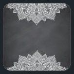 Chalkboard Lotus Flower Mandala Swirl Square Sticker<br><div class="desc">A clean blank chalkboard or blackboard to customize the text for every occasion.</div>