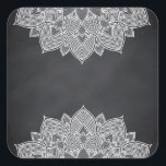 Chalkboard Lotus Flower Mandala Swirl Square Sticker<br><div class="desc">A clean blank chalkboard or blackboard to customize the text for every occasion.</div>