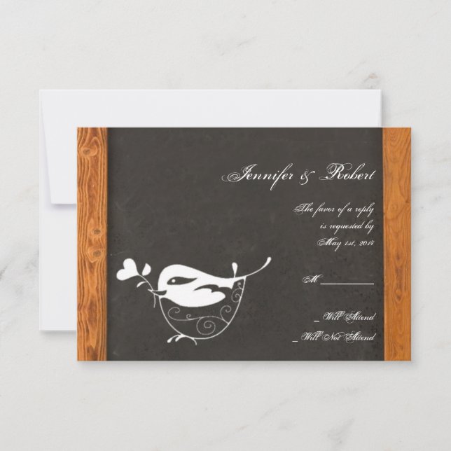 Chalkboard Love Bird Response Card (Front)
