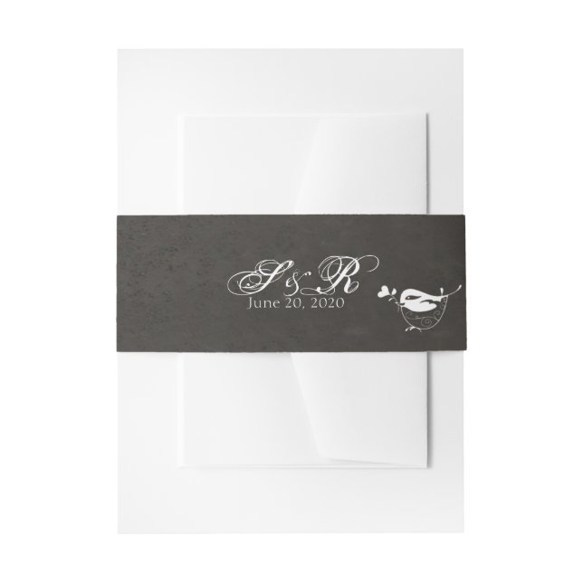 Chalkboard Love Bird Wedding Belly Band (Front Example)