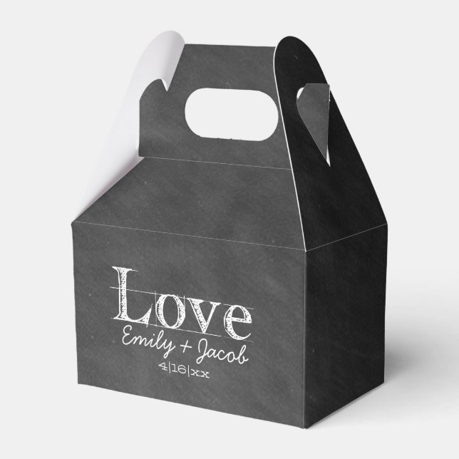 Chalkboard Love Custom Wedding Favor Boxes (Front Side)