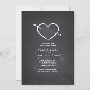 Chalkboard love heart rustic rehearsal dinner invitation