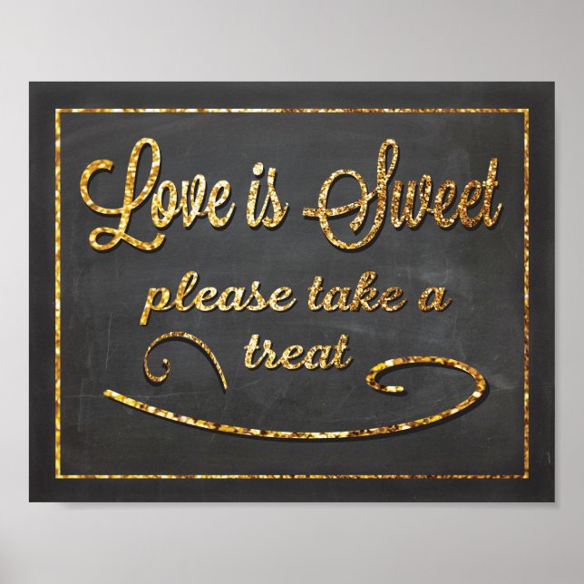 Chalkboard Love is Sweet Favor Wedding Sign (Front)