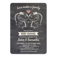 Chalkboard Love Makes a Family LGBT Baby Shower Invitation