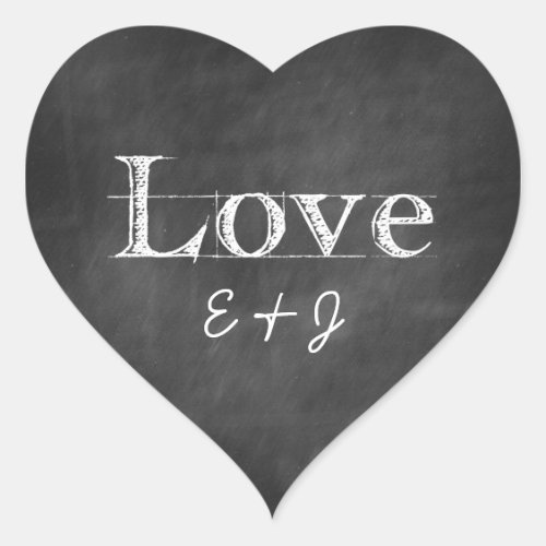 Chalkboard Love Monogram Heart Envelope Seals