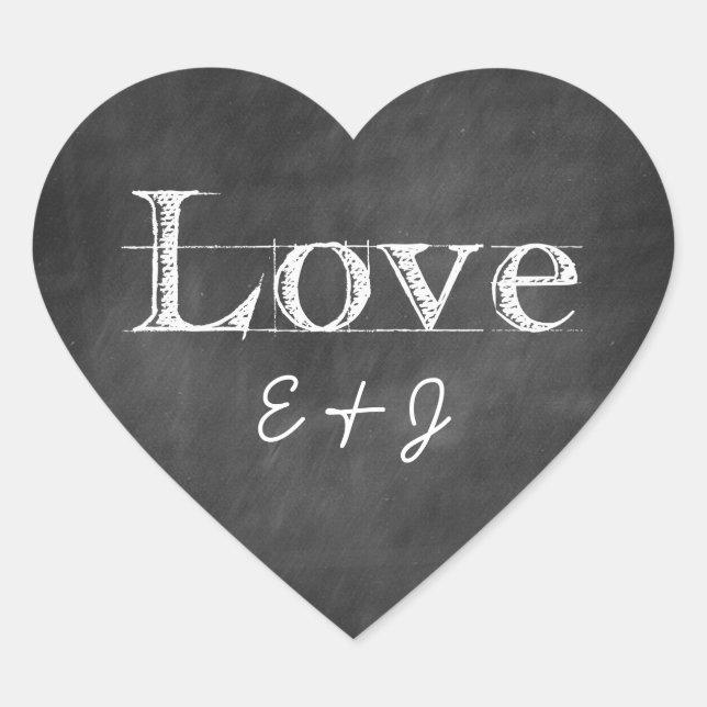 Chalkboard Love Monogram Heart Envelope Seals (Front)