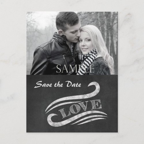 Chalkboard Love Save the Date Postcard
