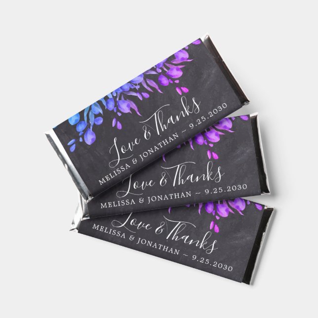 Chalkboard Love & Thanks Eucalyptus Wedding Hershey Bar Favors (Front)
