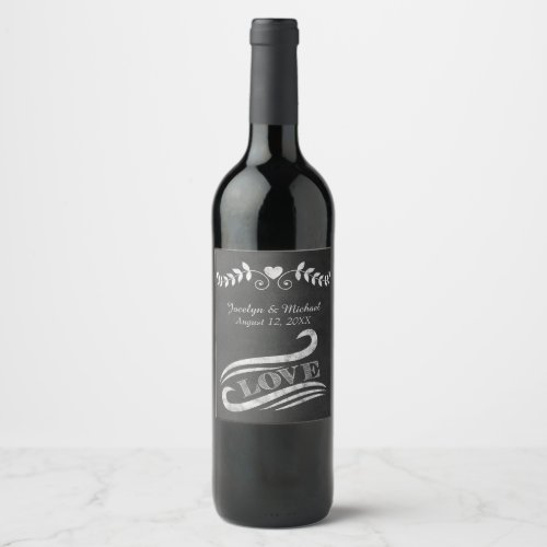 Chalkboard Love Wedding Wine Label