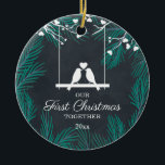 Chalkboard Lovebirds Our First Christmas Together Ceramic Ornament<br><div class="desc">Chalkboard Lovebirds Our First Christmas Together Ceramic Ornament . Personalize with your custom information on both front and back.</div>