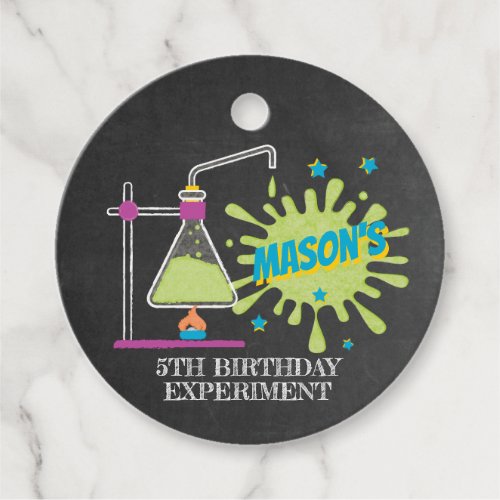 Chalkboard Mad Science Party Birthday Favor Tags