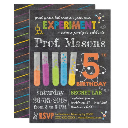 Chalkboard Mad Science Party Birthday Invitation | Zazzle.com