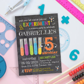 Chalkboard Mad Science Party Birthday Invitation