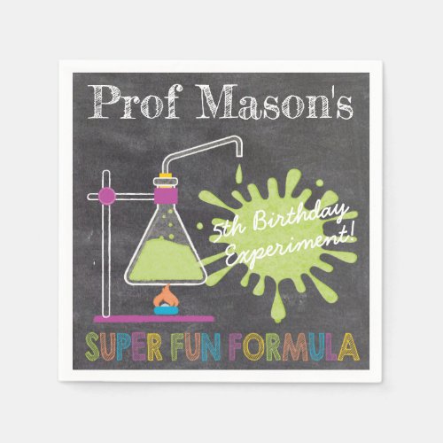 Chalkboard Mad Science Party Birthday Napkins