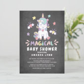Chalkboard Magical Baby Shower Unicorn Invitation (Standing Front)