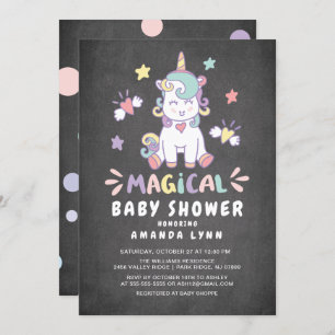 Chalkboard Magical Baby Shower Unicorn Invitation